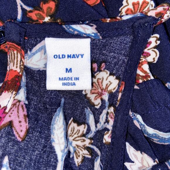 Old Navy Maxi Dress Women's Size Medium Blue Floral Ruffle Bottom * - Picture 3 of 9